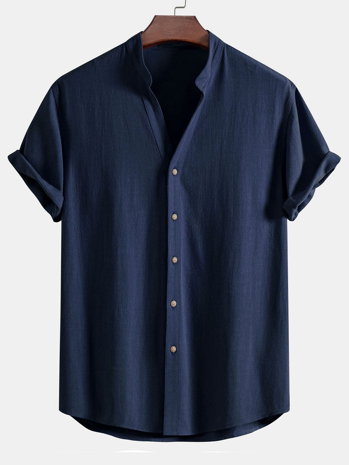 Giselher™ | Kurzärmeliges Shirt mit V-Ausschnitt aus Leinen-Viskose-Mischung