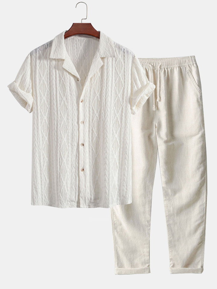 Franz - Geometrisches Jacquard-Kubanisches Hemd