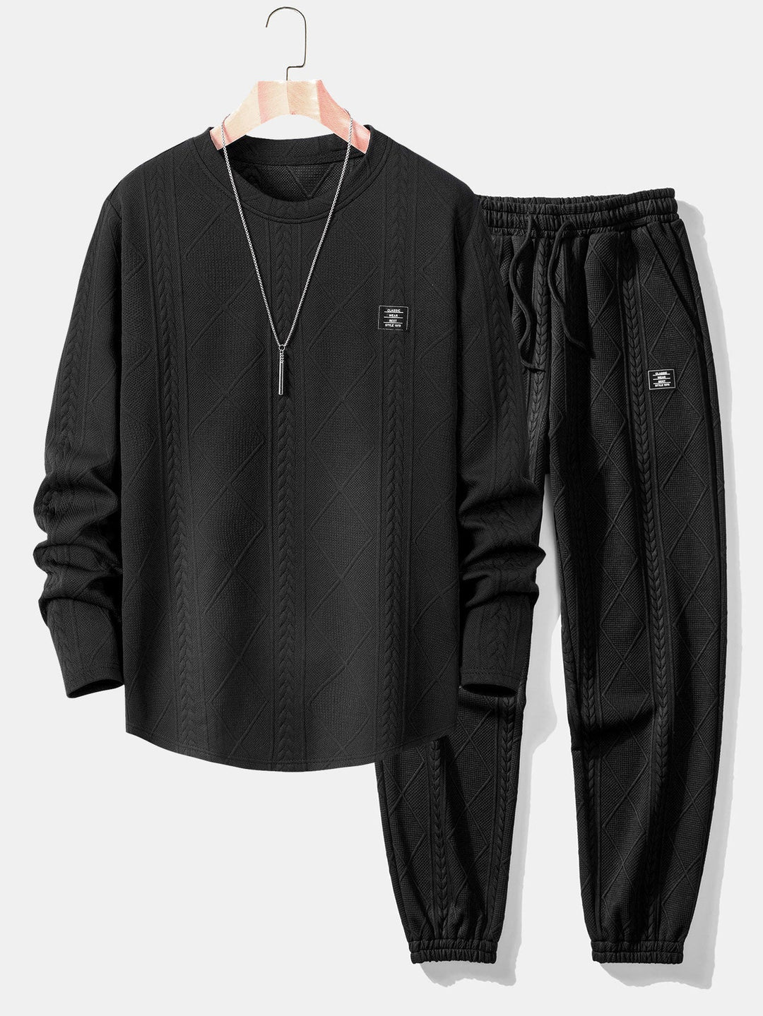 Edmund - Jacquard-Schleifensaum T-Shirt & Jogginghose