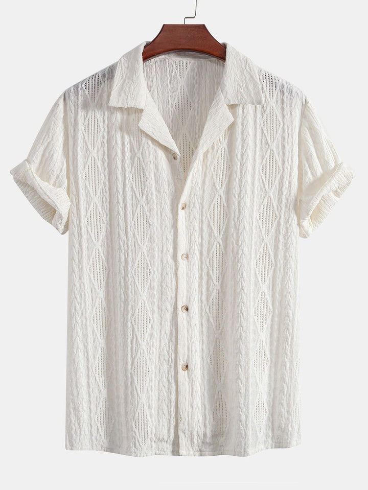 Gerd - Geometrisches Jacquard-Kubanisches Hemd