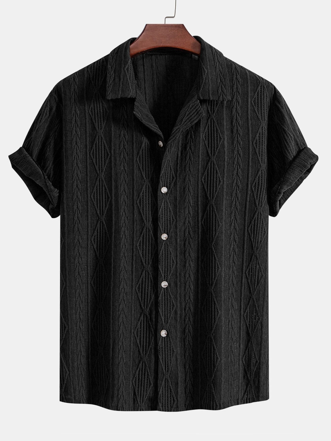Franz - Geometrisches Jacquard-Kubanisches Hemd