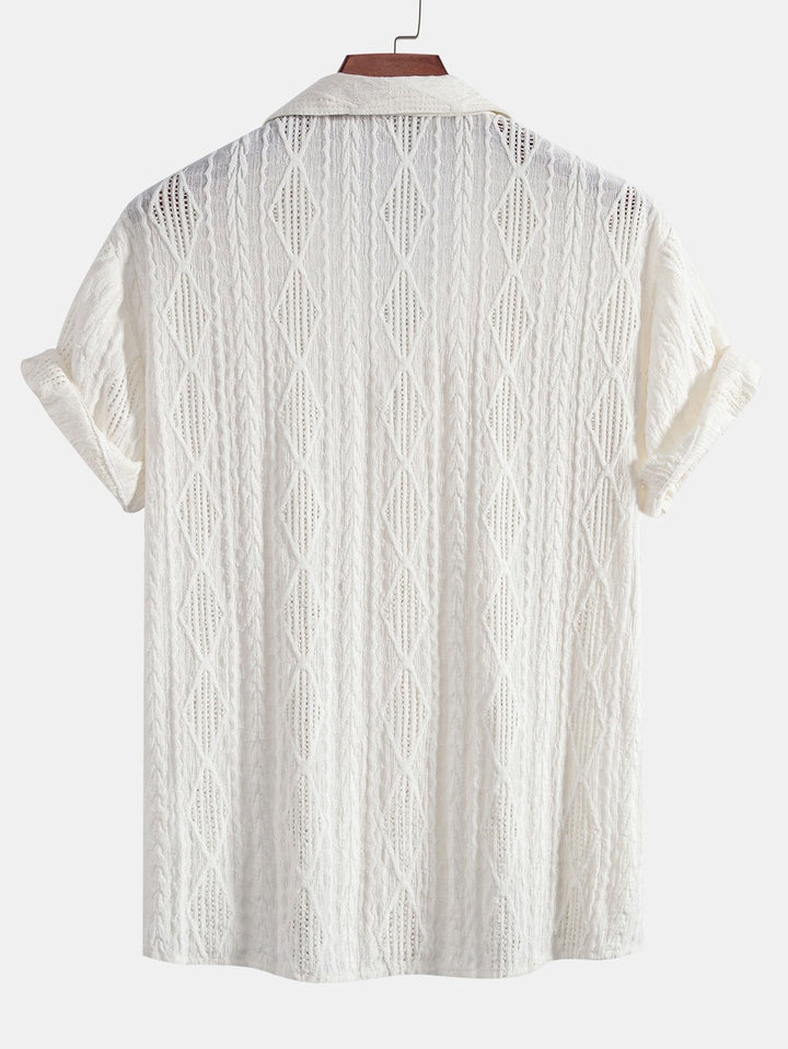 Franz - Geometrisches Jacquard-Kubanisches Hemd