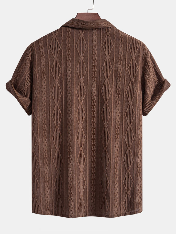 Franz - Geometrisches Jacquard-Kubanisches Hemd