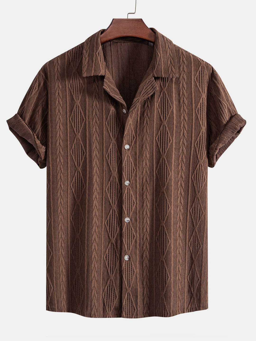 Franz - Geometrisches Jacquard-Kubanisches Hemd